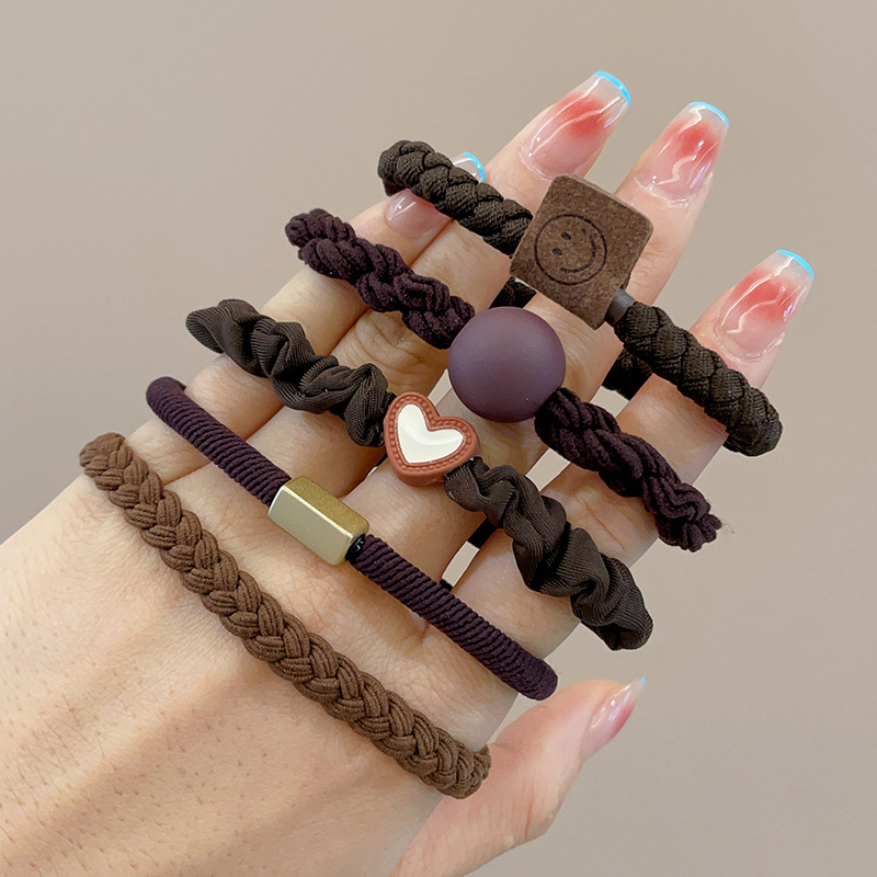 5 pieces of brown hair ties