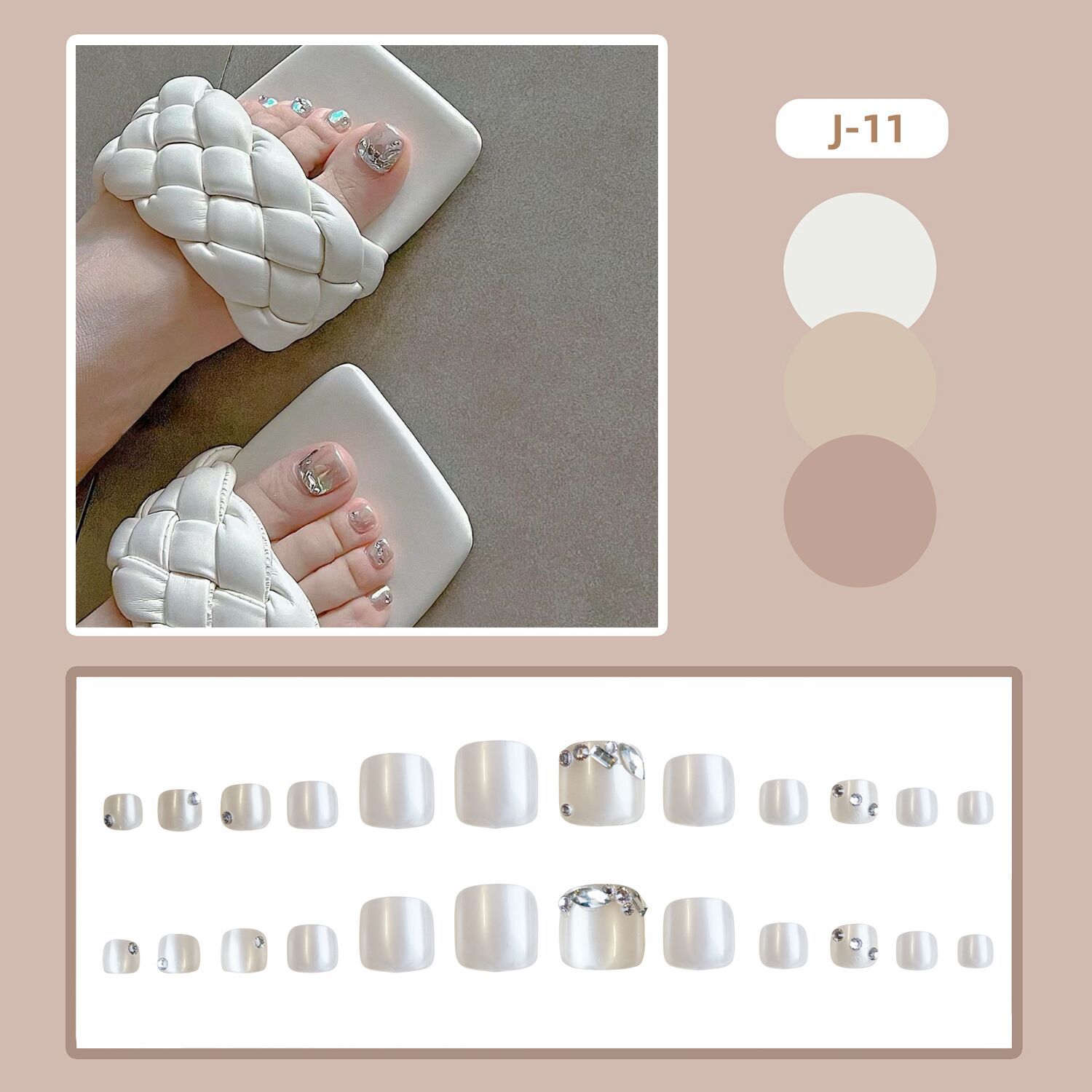 Nuevo estilo de verano parche de uñas de los pies parche de uñas de desgaste de los pies producto terminado al por mayor luz de la luna parche de uñas blanco parche de uñas