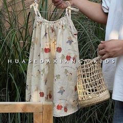 韓版兒童沙灘裙夏季女童甜美中長款吊帶裙森系小眾連衣裙0075A034