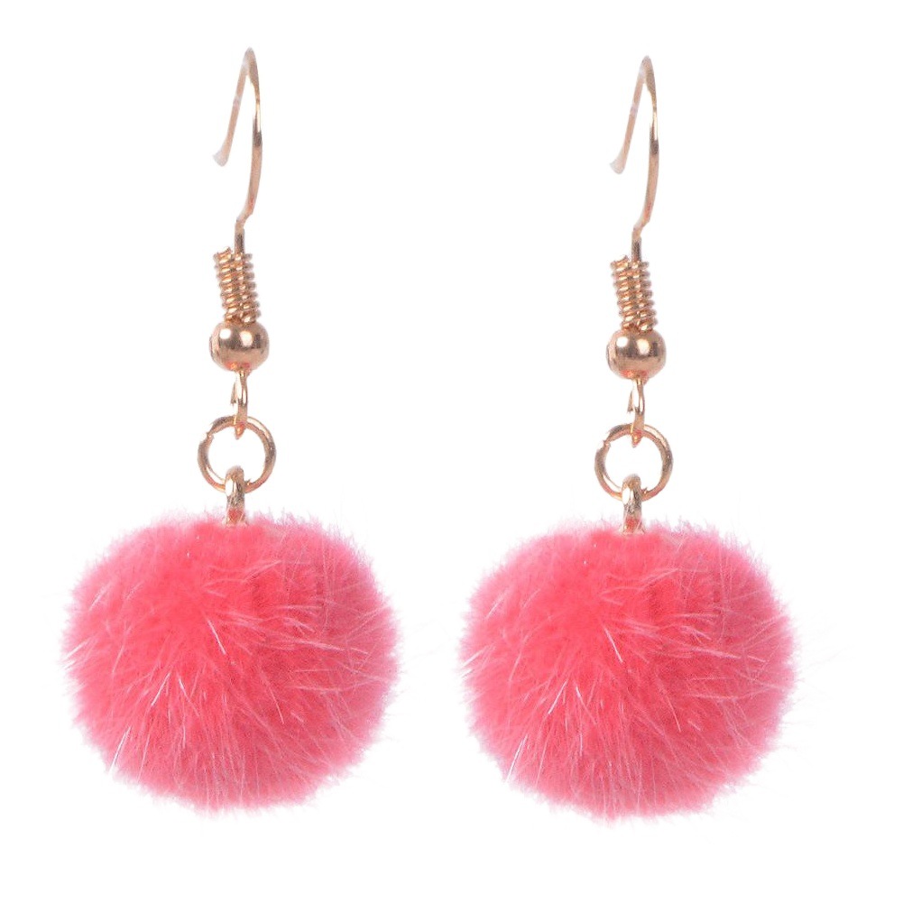 Korean Style Short Fur Ball Ear Hook Trendy Earrings Elegant Plush Ear Clip Autumn and Winter Simple Candy Color Earrings for Women
