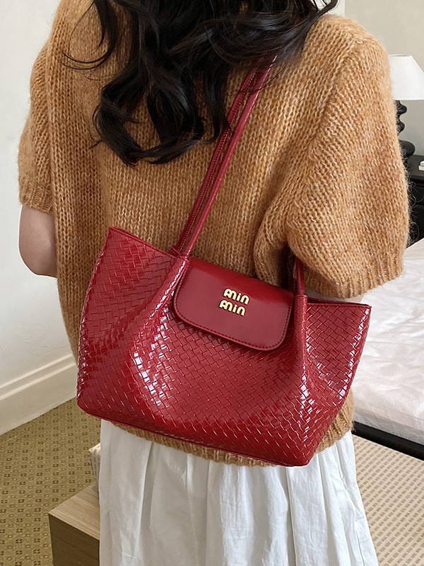 Bolsa de mano de moda francesa tejida para mujeres venta caliente nueva gran capacidad ocio ligero de lujo hombro único brazo bolso image 3