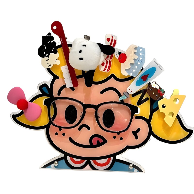 Haradaji Glasses Holder Hairpin Storage Rack Acrylic Cute Home Multi-Functional Display Desktop Decoration Ornaments
