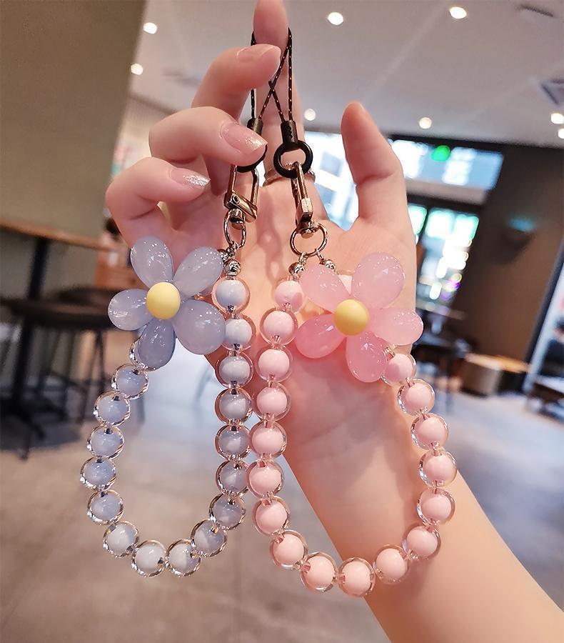 Sweet Flower Plastic Beaded Mobile Phone Chain display picture 2