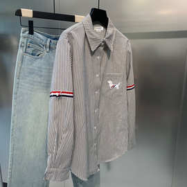 可加标THOM BRASSY 支持密文面单7146水洗牛仔条纹衬衫