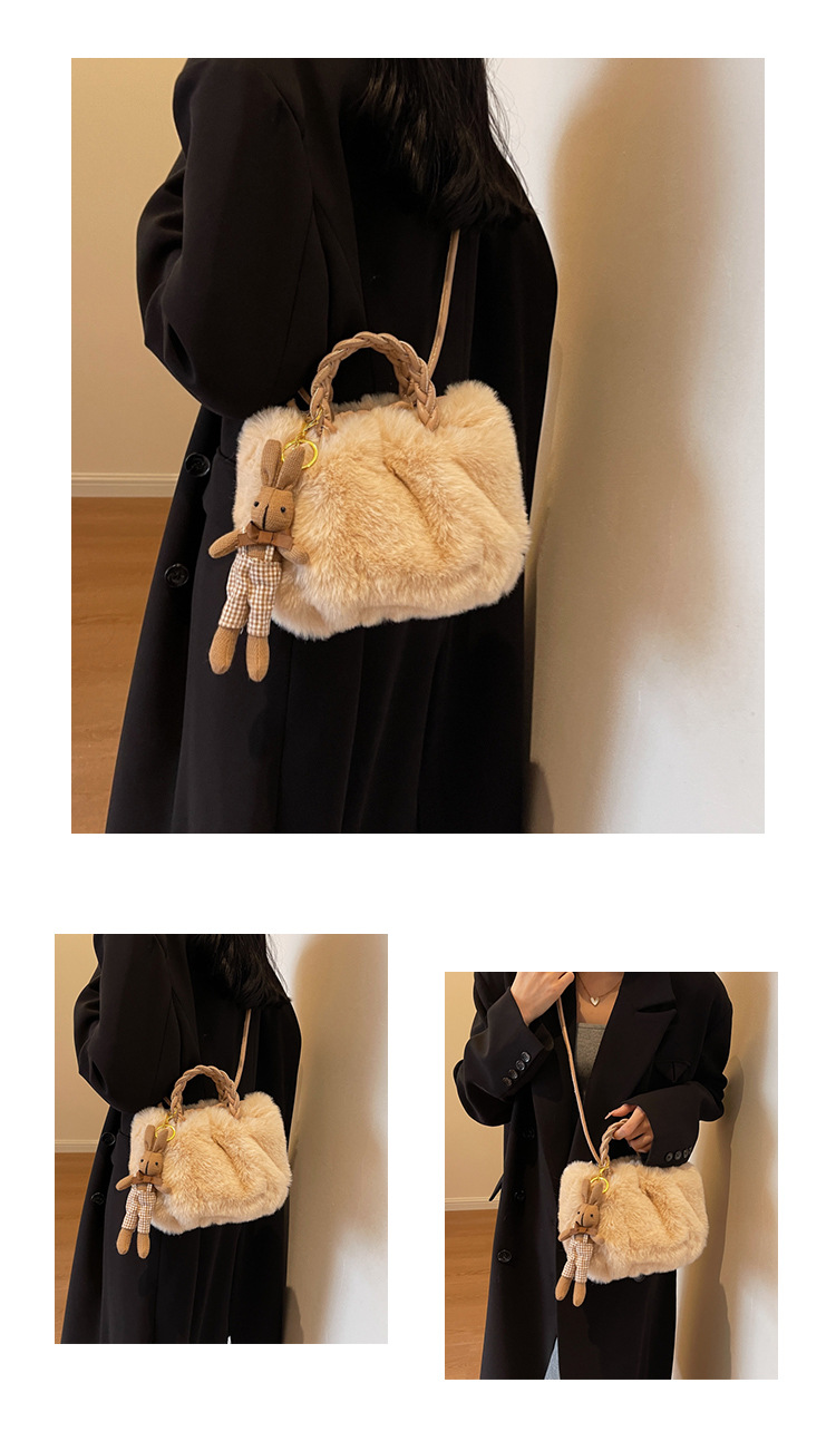 Borsa a spalla in peluche da donna elegante borsa a tracolla_voghion.com