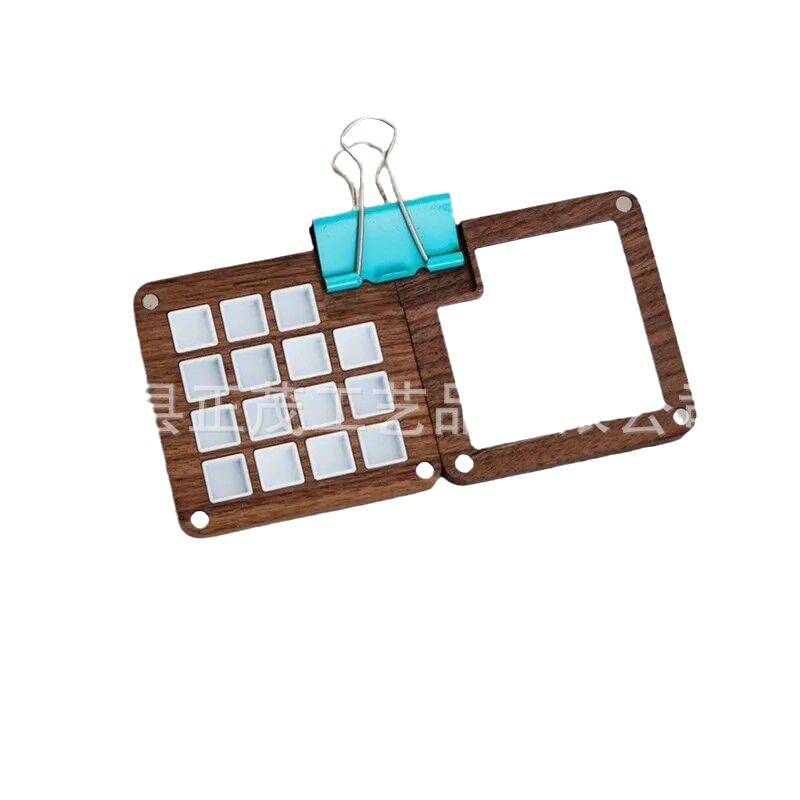 Goma pintado de nuez estilo ins hecho a mano para niños, caja de subensamblaje de pintura sólida, caja de madera portátil, caja de paleta de acuarela de 15 compartimentos