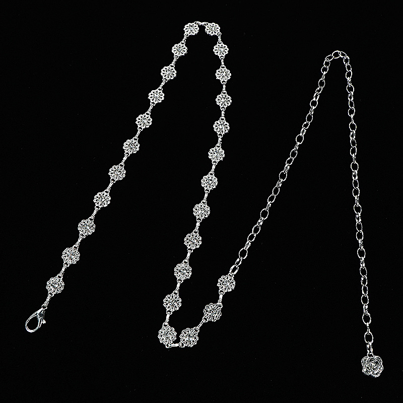 Metal waist chain women's high-end fashion Joker decorative diamond trouser chain women's small fragrant style skirt belt wholesale