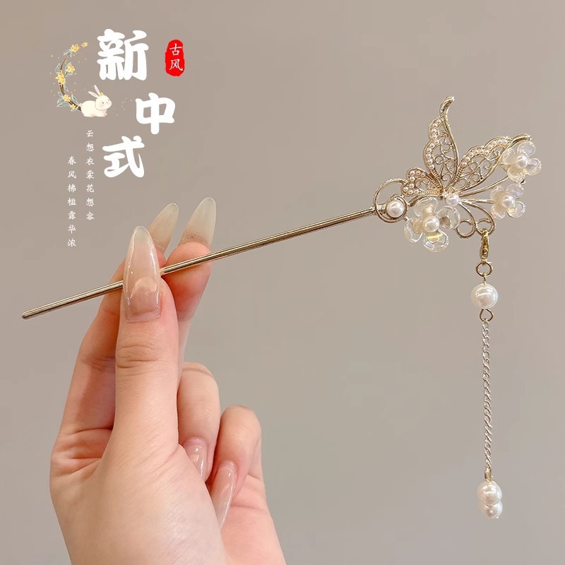 70 ¿ mariposas, perlas, flecos y horquillas - dorado @