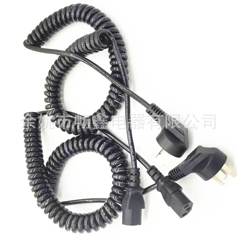 厂家直销 弹簧线三插头 品字尾 电源延长连接线 电器适配