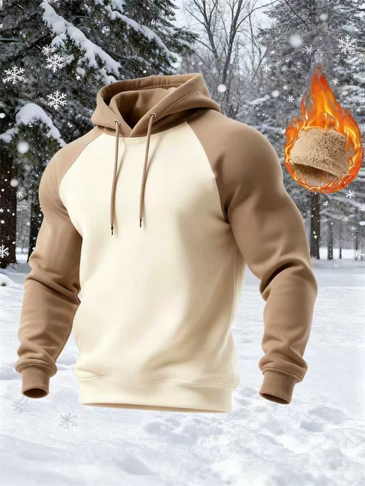 Herren Hoodie Mit Fleecefutter Und Farbblock Design Winter_voghion.com