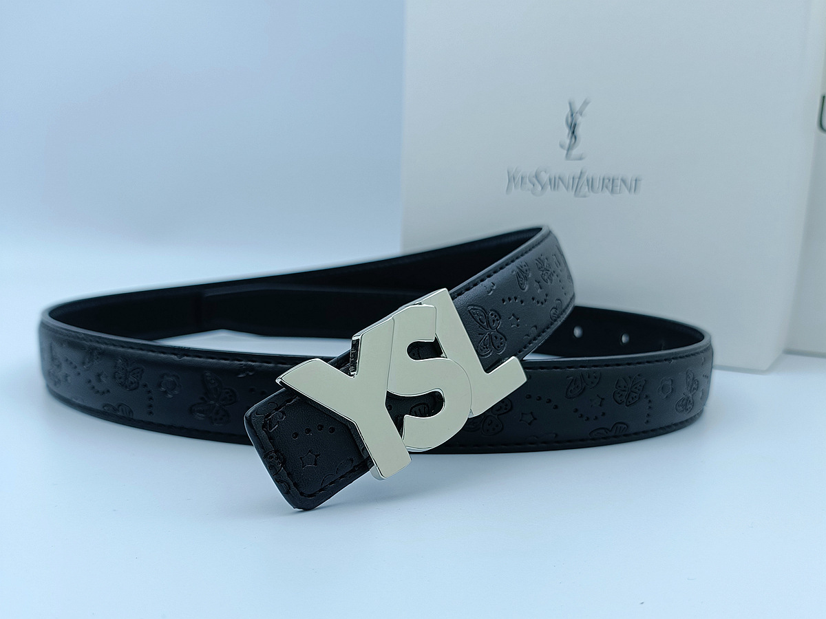 Saint Laurent Logo Belt Black