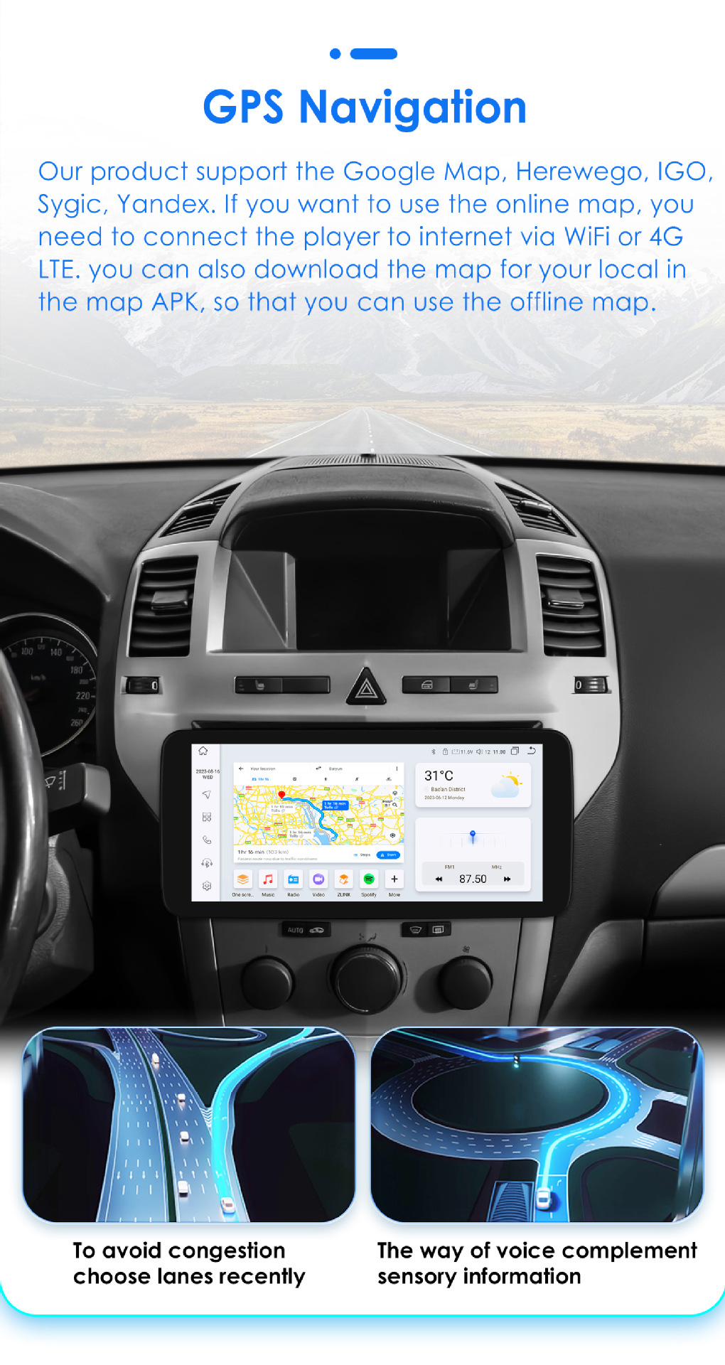 10.33inch Suitable for 03-06 Opel Kaisai Wireless Carplay Car Bluetooth Gps Android Navigator