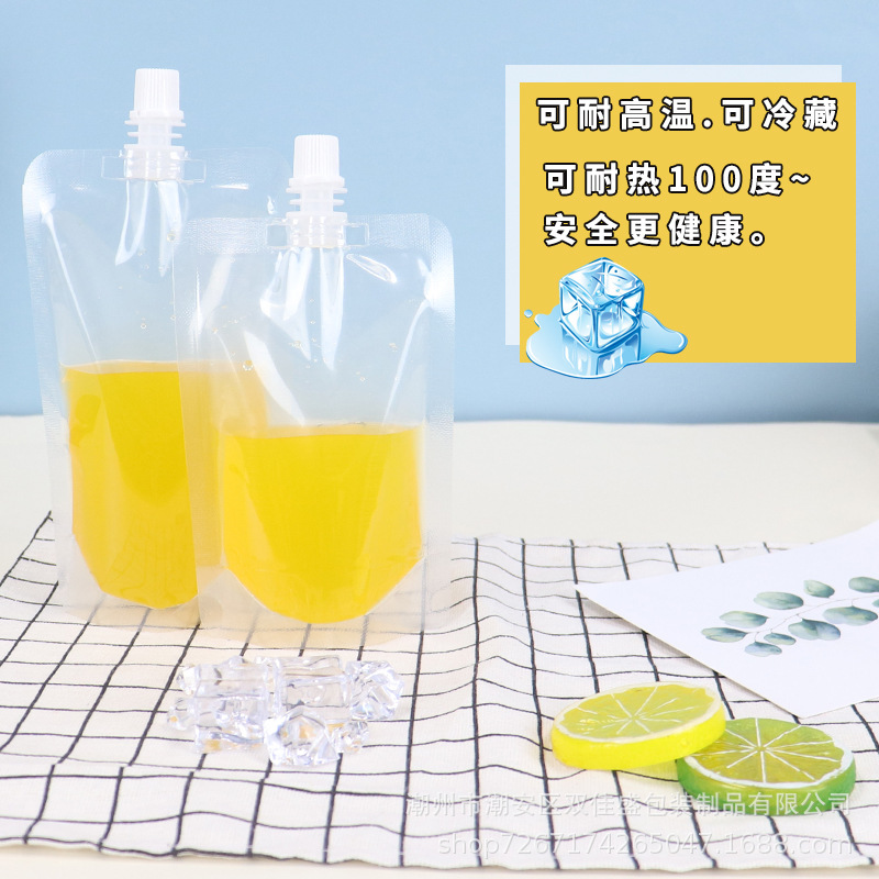 Bolsa de boquilla Bolsa de embalaje de líquido de Medicina China Bolsa de embalaje de bebidas de jugo Bolsa de té de leche Bolsa de vapor en stock al por mayor