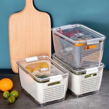 2024新款家用双层日式保鲜沥水多功能盒厨房冰箱蔬菜水果收纳盒子
