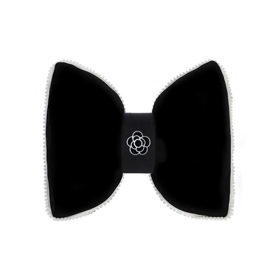Seat cushion, seat cover, Winter Plush Car Cushion - plush-butterfly-shaped-waist-support-tooth-edge-camellia-black