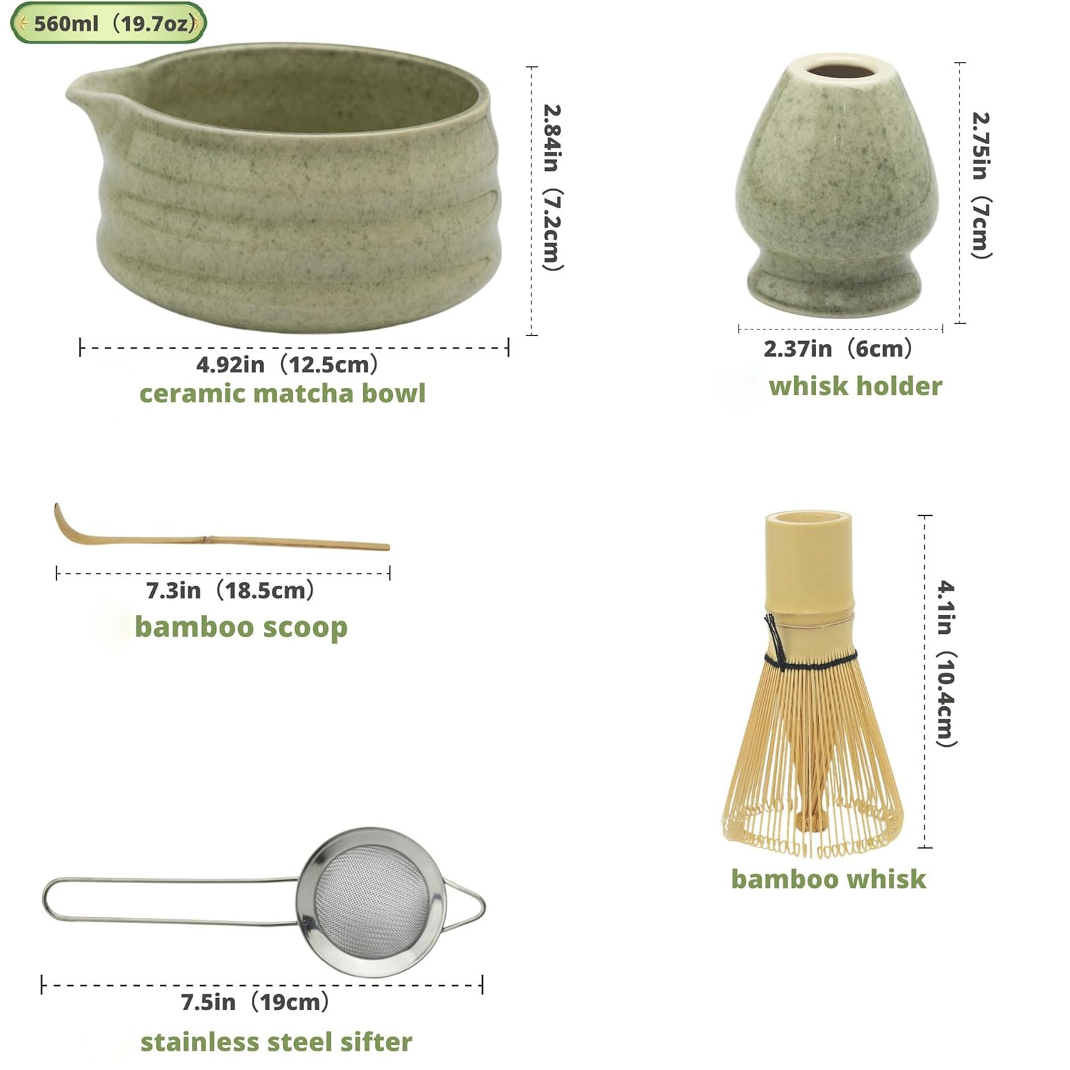 Cerámica matcha set con bocal de té matcha cepillo de té 100 - Ben-stand matcha combinación matcha herramienta de té caja de regalo