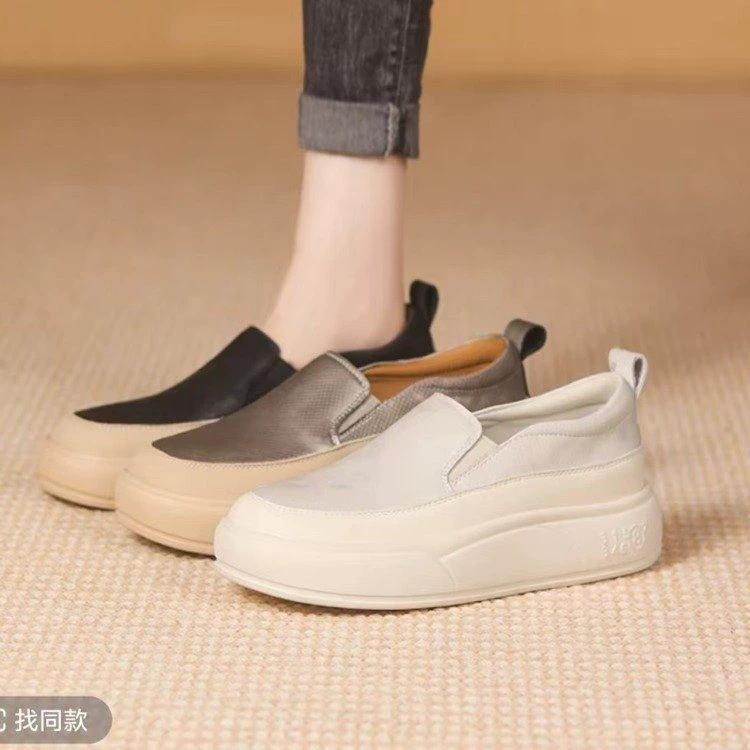 Мягкая ретро Lefu обувь женская весна и лето 2025 новая толстая подошва повседневная женская обувь плоская подошва