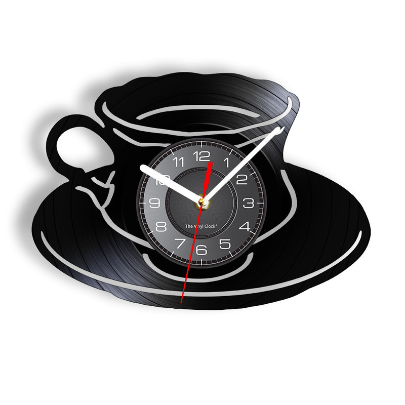 Coffee Shop Clock Wall Clock Kitchen Office Wall Decoration Vinyl Record Wall Art Modern Wall Clock Coffee