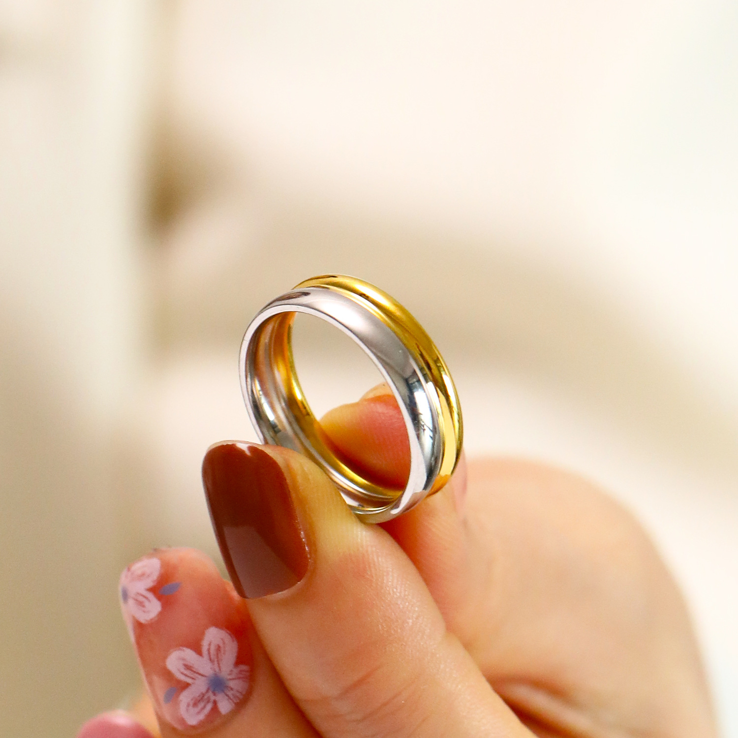 Rings Classification Titanium Steel Simple Style Color Block Plating Rings
