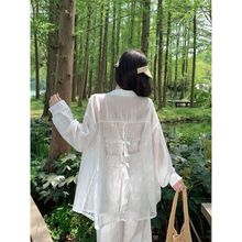 慵懒松弛感防晒衬衫上衣女2025夏季新款外套法式气质蕾丝长袖衬衣