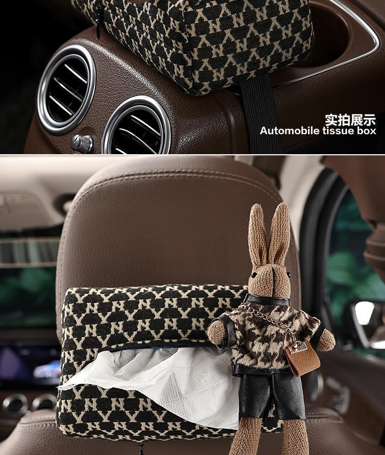 Car-Mounted Tissue Box for Women, Light Luxury and High-End Feel, Hanging Tissue Box, Creative Tissue Pack, Complete Collection of Car Interior Decoration Items