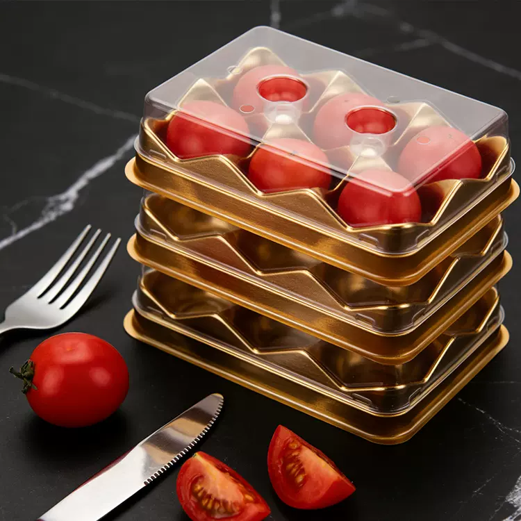 批发一次性塑料金色水果托盘高档食品级加厚打包盒番茄果蔬包装盒