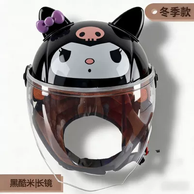 bear ears cute cartoon boys and | Motorcycle Safety Supplies - black-cool-rice-scarf-transparent-long-mirror