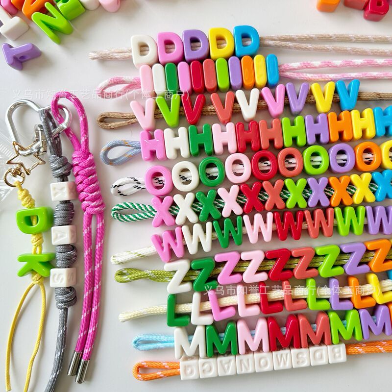 Hot sale acrylic letter beads dopamine large hole beads around the material DIY pendant shoe buckle letter beads