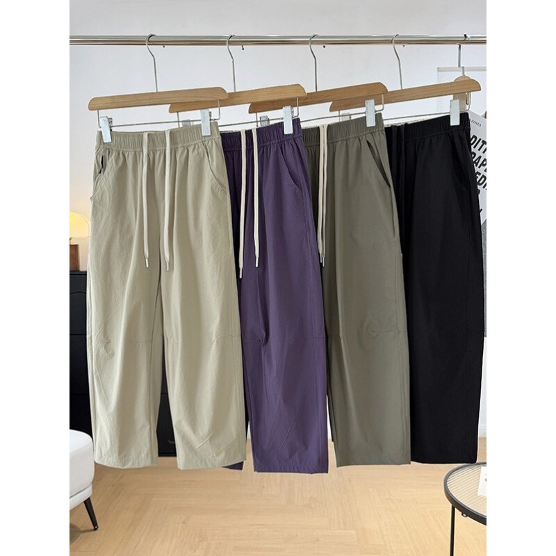 Outdoor leisure! Lightweight drawstring paratrooper pants, sun-protective, elastic waist, straight-leg, stretchy casual cropped pants for men and women Outdoor leisure! Lightweight drawstring paratrooper pants, sun-protective, elastic waist, straight-leg, stretchy casual cropped pants for men and women