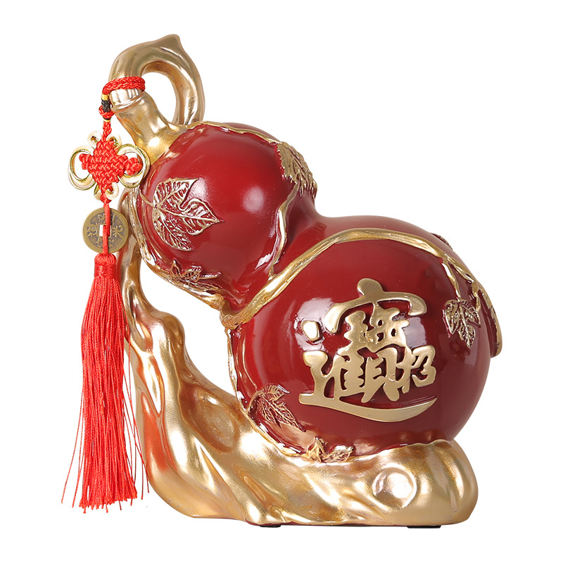 Creative Chinese-style Gourd Ornaments Fulu Wealth-making Resin Decoration Living Room Wine Cabinet Office Model Room Desktop Decoration