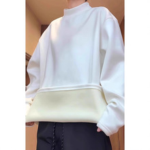 加绒双面德绒中高领打底衫男款秋冬季美式卫衣白色内搭长袖t恤男