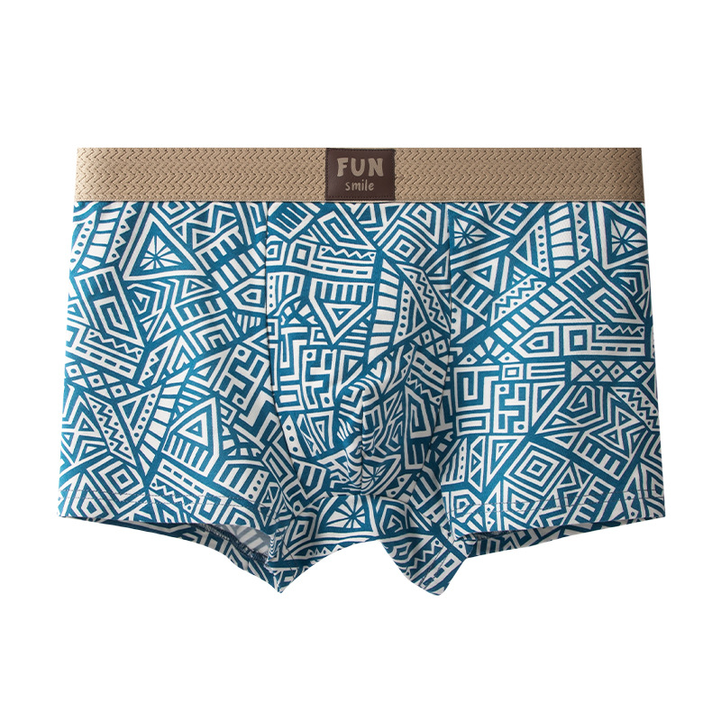 Calzoncillos de algodón para hombres de estilo étnico calzoncillos tipo bóxer con estampado geométrico pantalones de cuatro esquinas transpirables de verano pantalones sueltos y cómodos