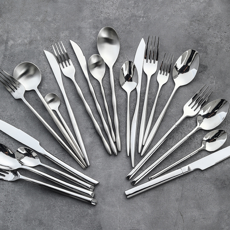 Stainless Steel Cutlery, Exquisite and Simple Handle, Western Food Tableware, Home Western Restaurant High-End Steak Soup, Knife, Fork and Spoon