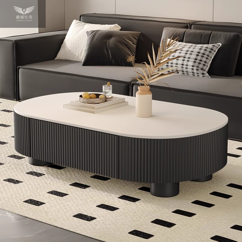 Mesa de té de tabla de roca rectangular ligera de lujo de alto nivel, mesa de té de tabla de roca minimalista italiana, sala de estar doméstica, pequeña casa
