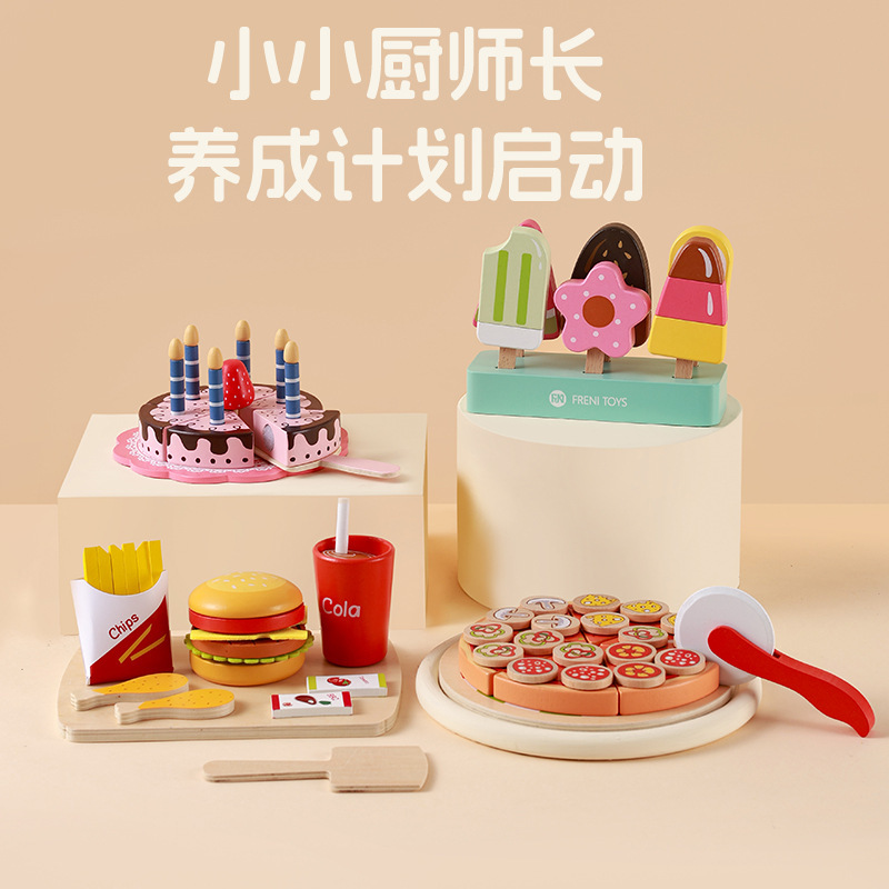 Set de pastel + pizza + helado + hamburguesa