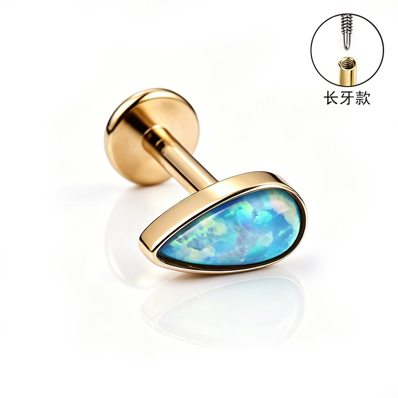 F136 Titanium Alloy Ear Studs, Finely Carved Ear Bone Studs, Long Tooth Style with Zirconia, Lip Studs, G23 Titanium Body Piercing Jewelry detail image 23