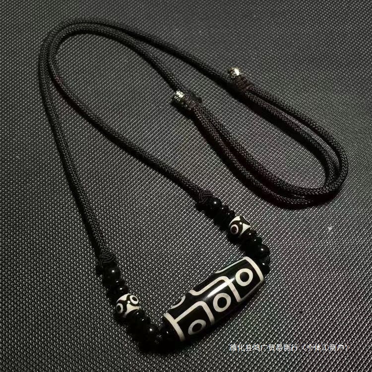 西藏玛瑙九眼天珠项链男女复古百搭藏式佛珠吊坠民族风毛衣链配饰