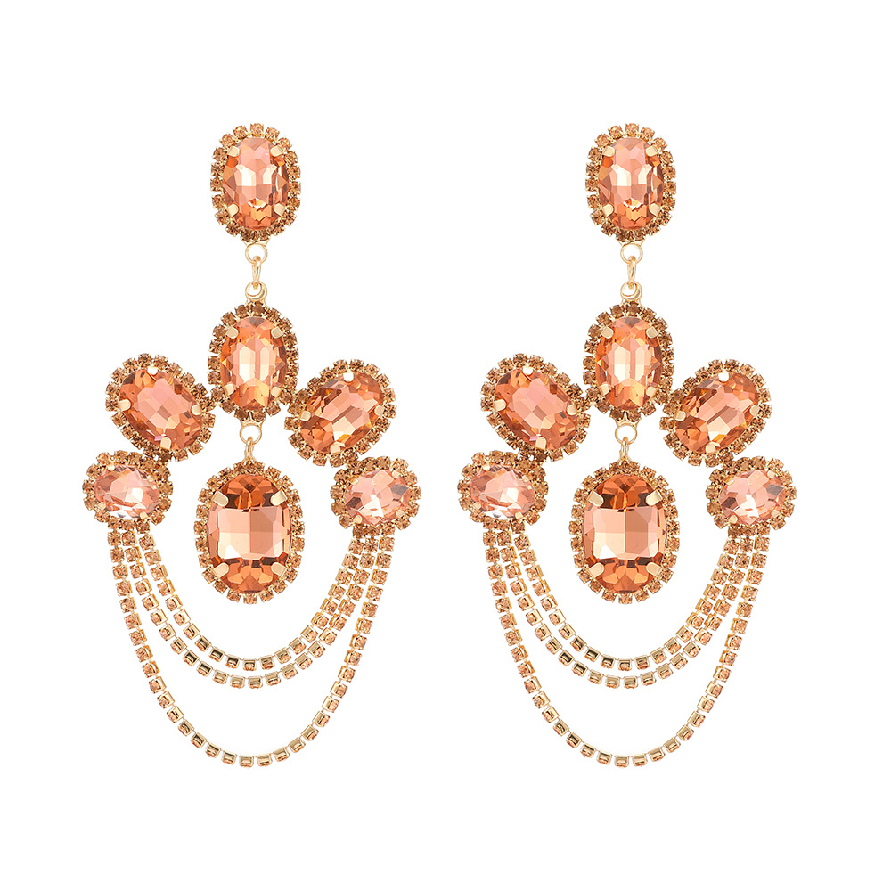 Women'S Gender Plating Design 1 Pair British Style Geometric Glass Plating Artificial Gemstones Women's Earrings