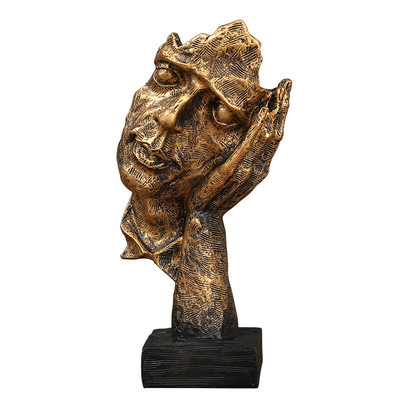 Nordic Abstract Mask Character Ornaments Retro Silent Gold Resin Ornaments Living Room Study Office Decorations