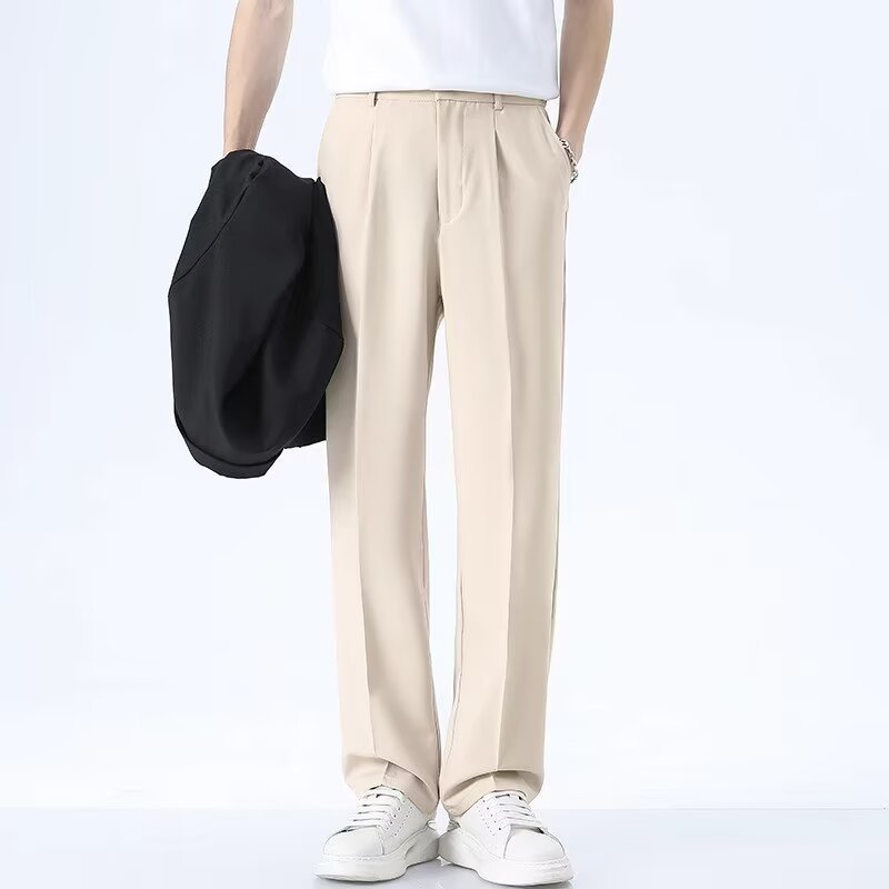 Pantalones casuales coreanos para hombres de verano delgados hielo delgado pantalones recto delgados pantalones profesionales formales sueltos pantalones largos