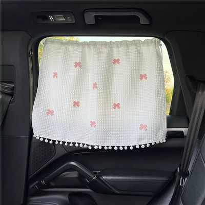 Sun shade: sunshade children's cartoon suction cup - waffle-curtain-ten-pink-bow-tie