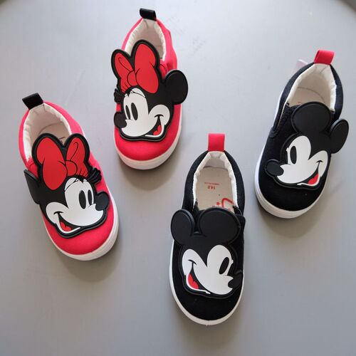 Foreign trade daily order 3D Mickey cartoon canvas shoes slip-on sneakers for boys and girls aged 1-7