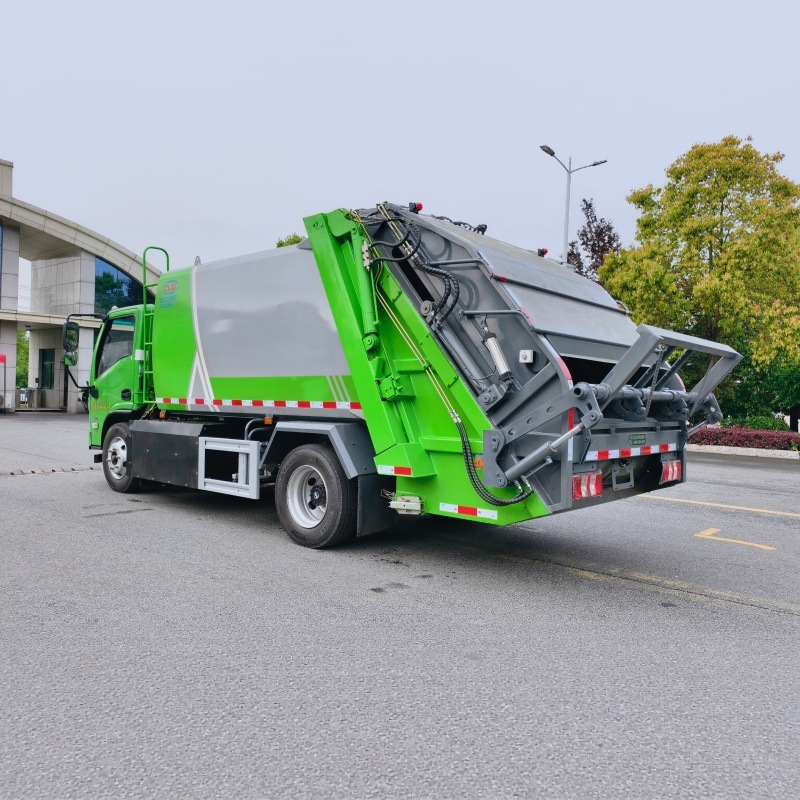 Shaanxi Auto's pure electric 8-cubic-meter sanitation garbage truck with automatic compression and unloading for waste collection and transportation in parks and scenic areas