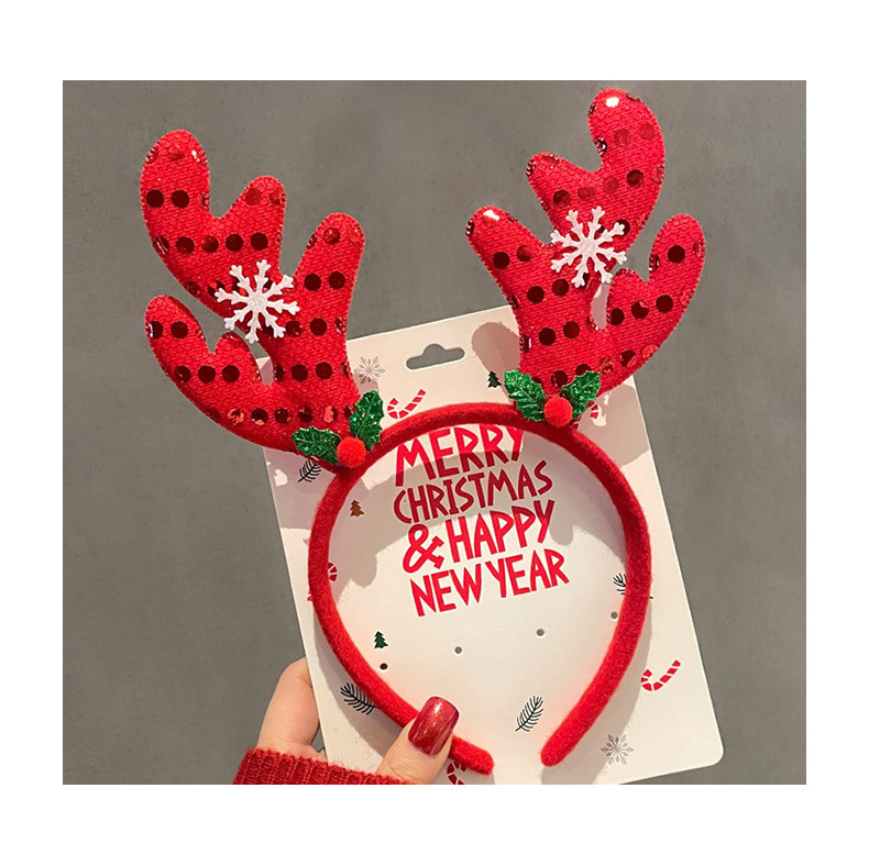 Weihnachtsclips für weibliche Hirschgeweihe, dekorative Geschenke, große Schleifen-Stirnbänder, Haar-Accessoires, Kopfbedeckungen_voghion.com