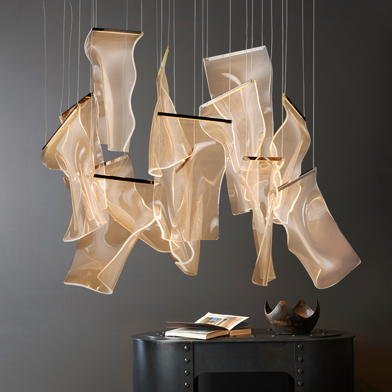 Post-modern simple duplex building chandelier light luxury living room lamp creative Nordic lamps bedroom villa building lighting