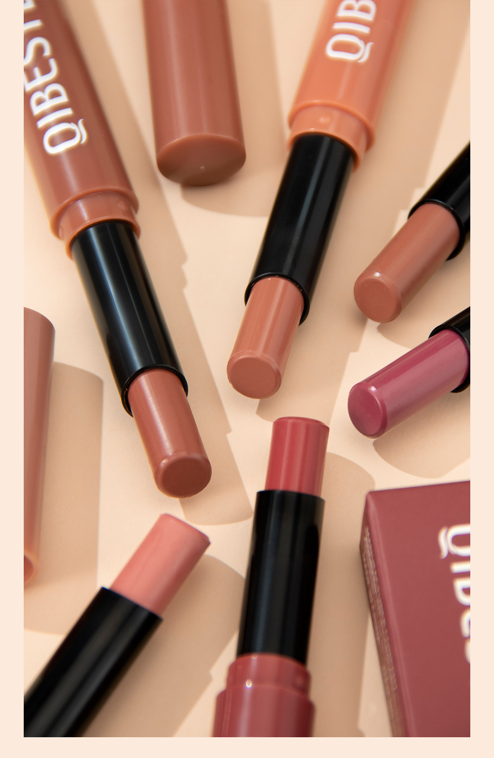 QIBEST Cross-border Smooth matte Lipstick is light, does not dry out and does not fade easily. It is a lipstick pen and makeup product in stock undefined