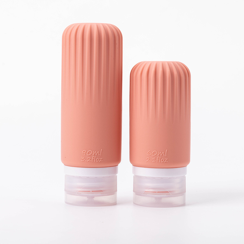 Viaje de silicona botella de 60ml 90ml gran capacidad conjunto de presión a prueba de fugas botella de almacenamiento de cosméticos nueva
