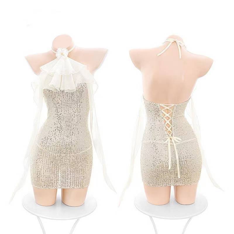 Lace Backless Fairy Dress Set with Sling Design and Elegant Uniform Styling — detail image 12