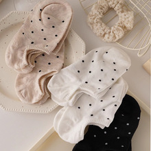 日系波点船袜女士夏天薄款短袜子圆点浅口袜防滑隐形棉质甜美少女