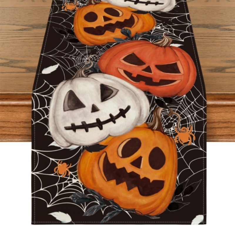 Amazon ベストセラー ハロウィン パンプキン テーブル フラグ リネン プリント テーブル デコレーション テーブルクロス パーティー ライト 高級 クリエイティブ テーブルクロス|undefined